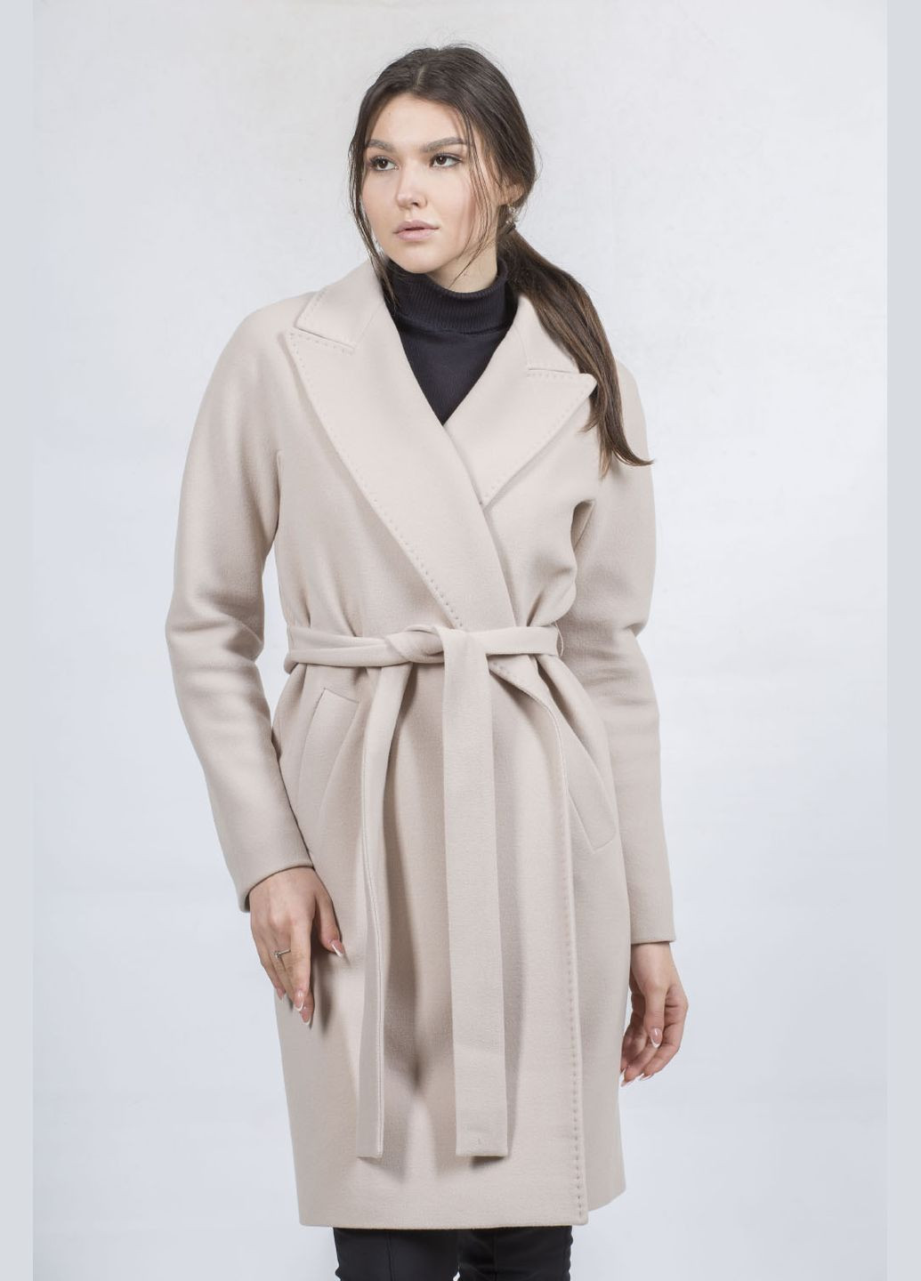 Молочне демісезонне Класичне вовняне пальто для жінок, без застібки, зі швом Kent (, ), 30619 No Brand