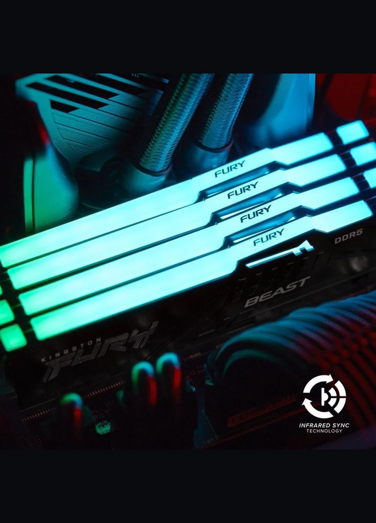Модуль памяти для компьютера DDR5 64GB (2x32GB) 5600 MHz Beast RGB Fury (ex.HyperX) (KF556C36BBEAK2-64) Kingston (323640254)