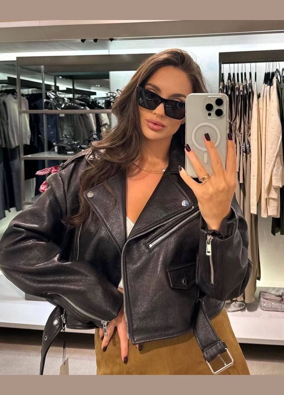 Коричневая куртка-косуха No Brand