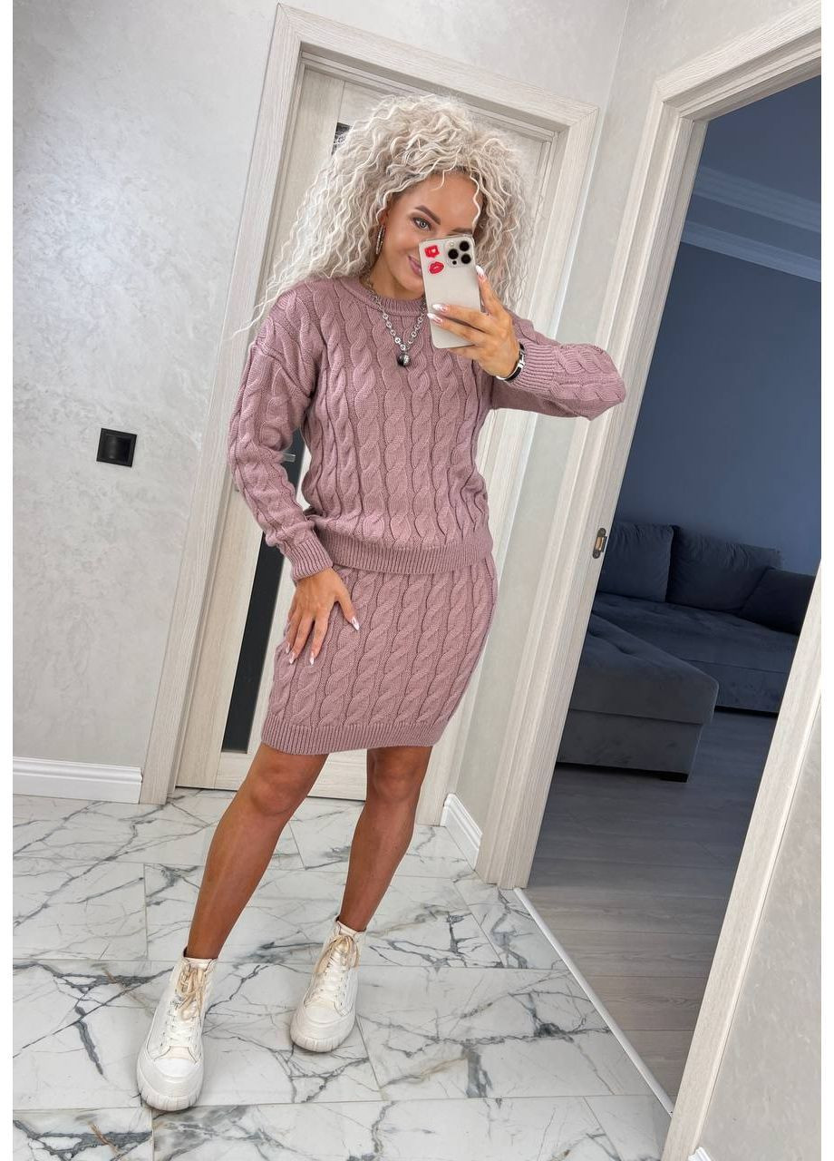 Жіночий в'язаний костюм,джемпер+спідниця No Brand (367102081)