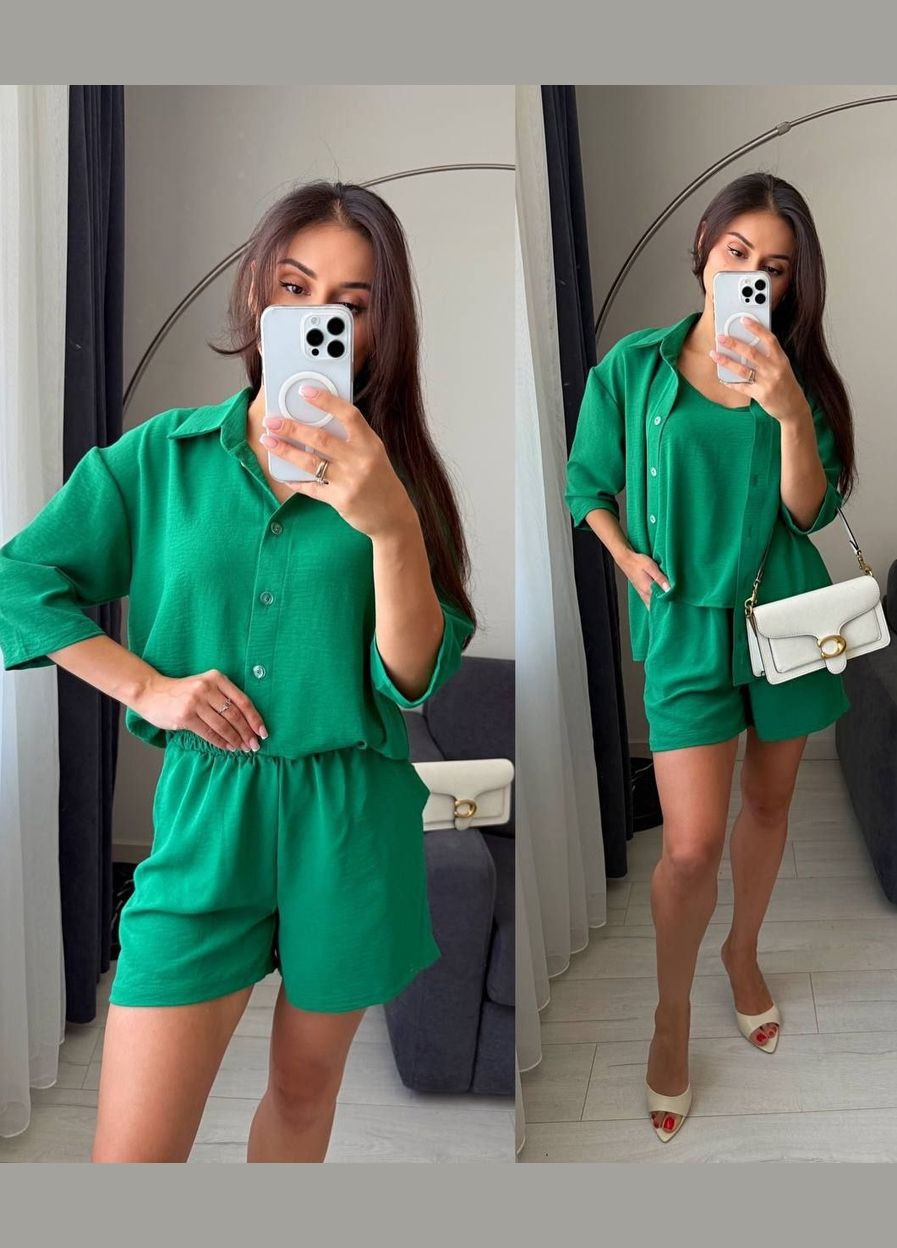 💕Костюм трійка (сорочка+майка+шорти) No Brand (341999500)