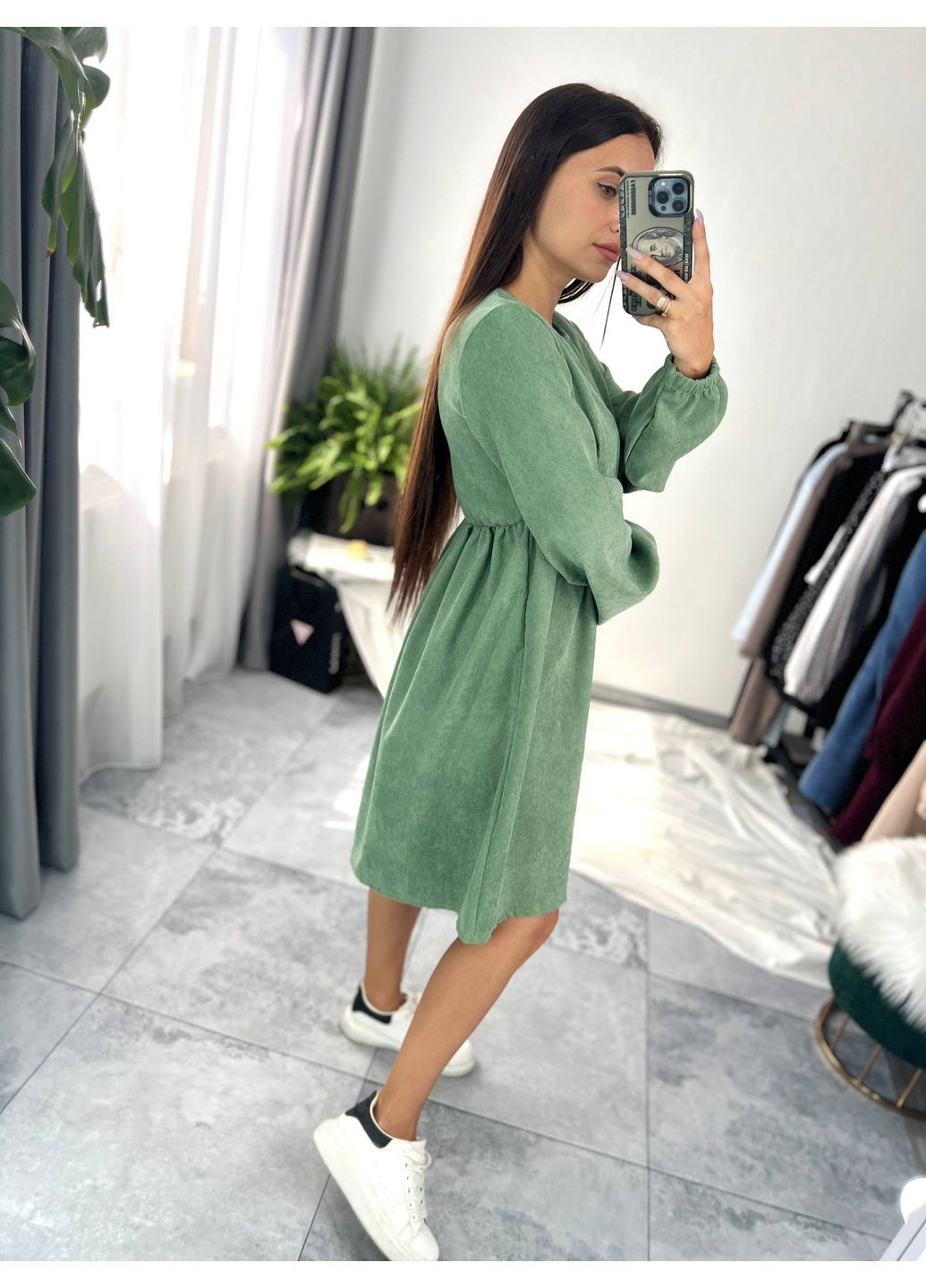 Оливковое повседневный, вечернее, деловое, кэжуал женское платье FINO Mode