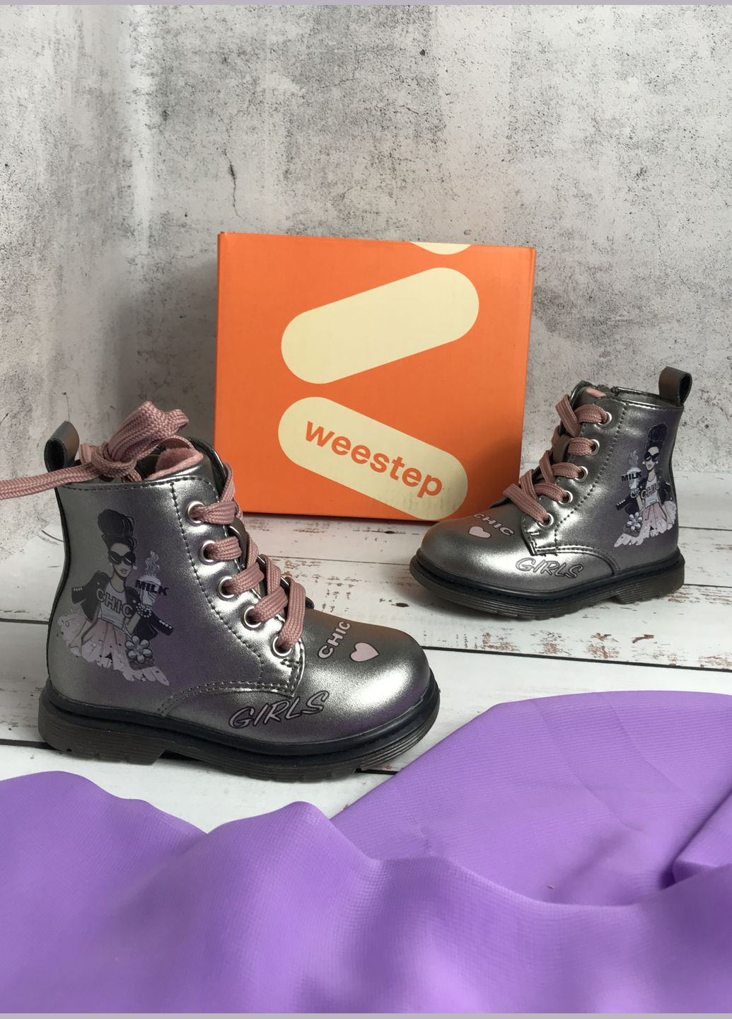 Черевики демісезонні дитячі для дівчинки Темно-сірий (771) Weestep (347236394)