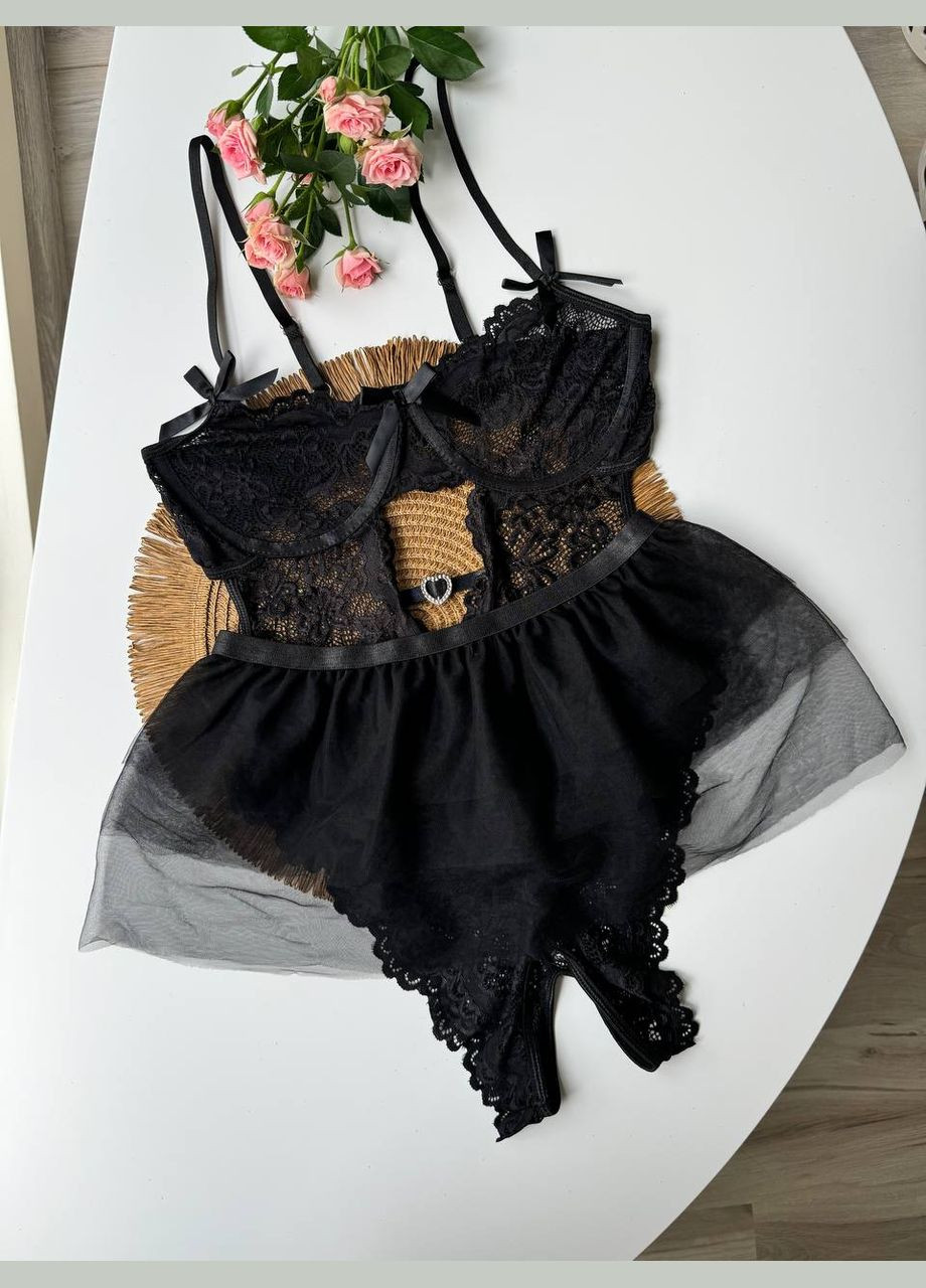 Черный женский комплект нижнего белья с открытым доступом Simply sexy