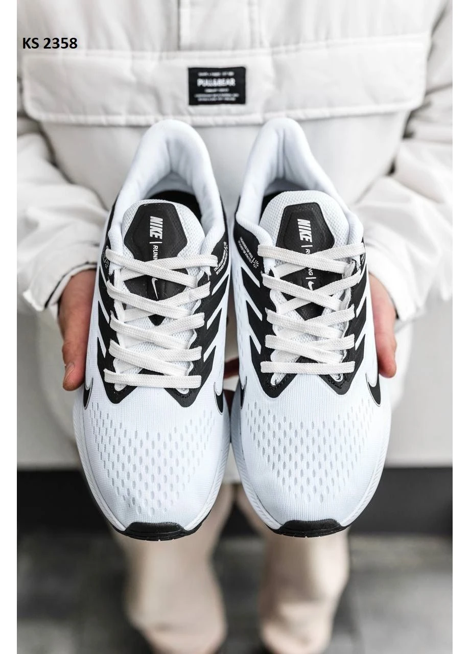 Белые летние кроссовки nike air zoom white black найк аир зум No Brand