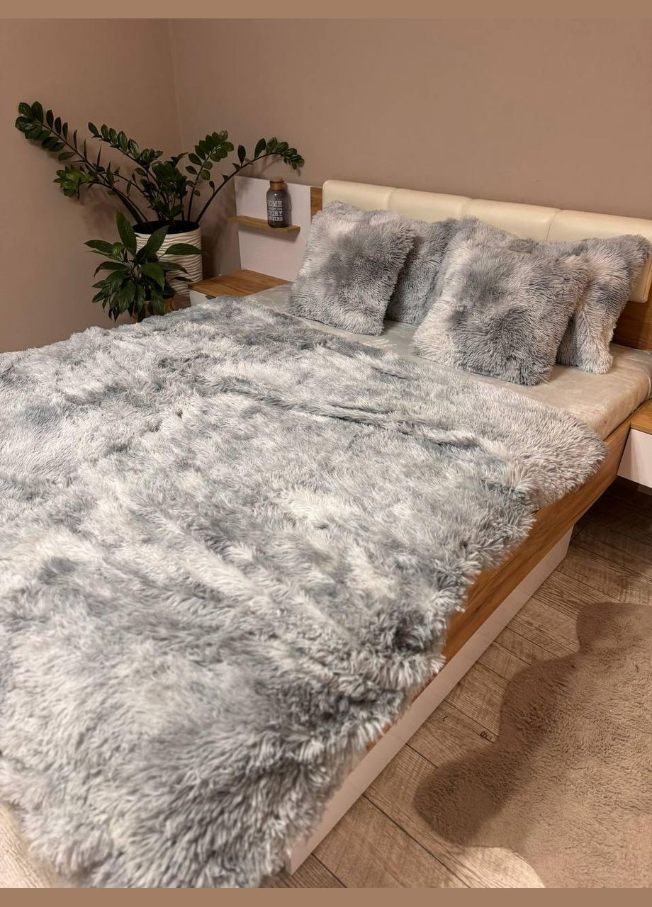 Постільна білизна плюшева тепла Полуторний Сірий П4К-velur-travka-002/2 (П4К-velur-travka-002/2) No Brand (308755350)