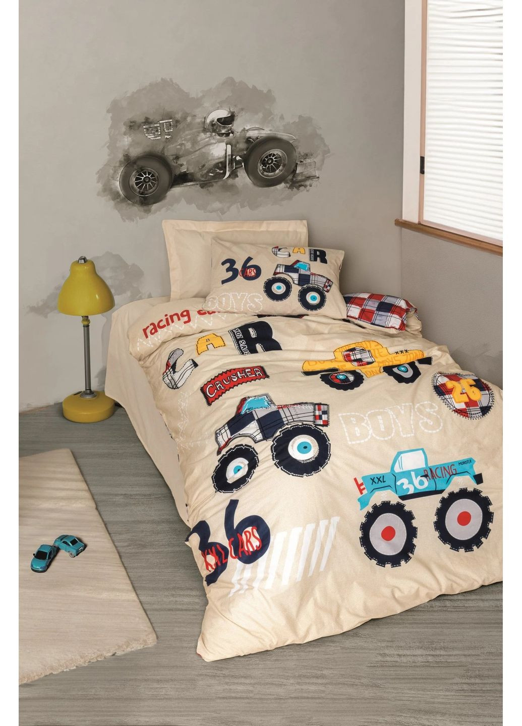 Комплект постельного белья Cars Bej Разноцветный Полуторный Cotton Box (365289814)