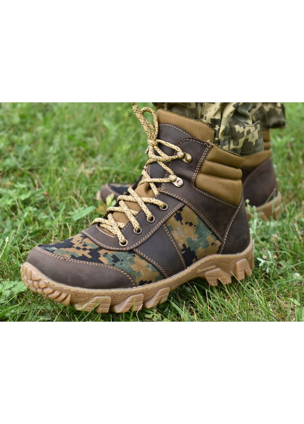 Військові Чоловічі Тактичні Берці Зимові. 36-48р Коричневі+Піксель. Теплі та зручні! MSZM-1019 No Brand (301138635)