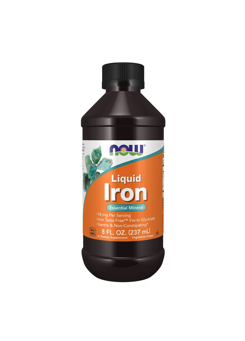 Жидке залізо для вегетаріанців 237 мл безсмакове гліцинат заліза Now Foods (367957684)