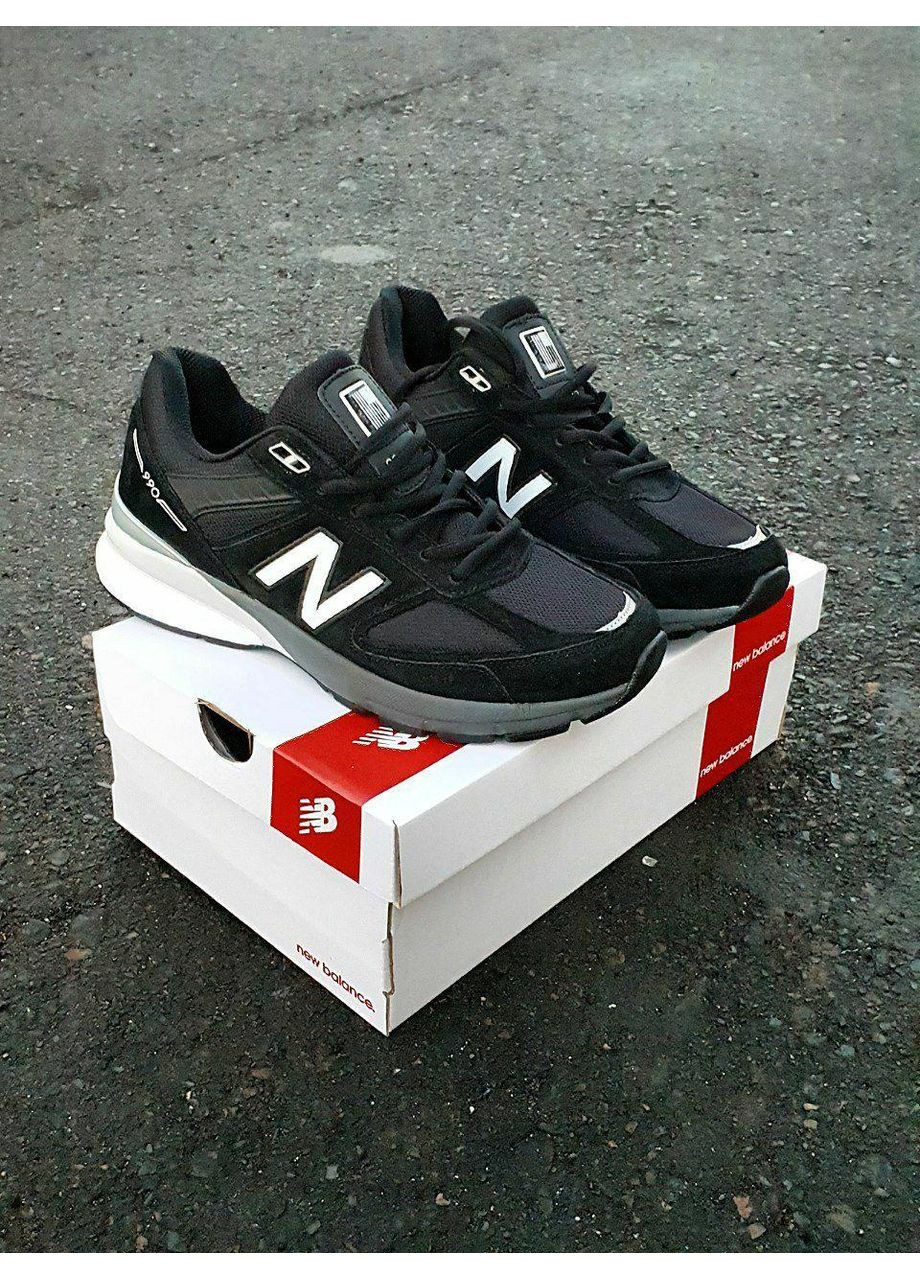 Сірі Осінні кросівки чоловічі new balance 990 v5 black white grey нью беланс 990 v5 No Brand