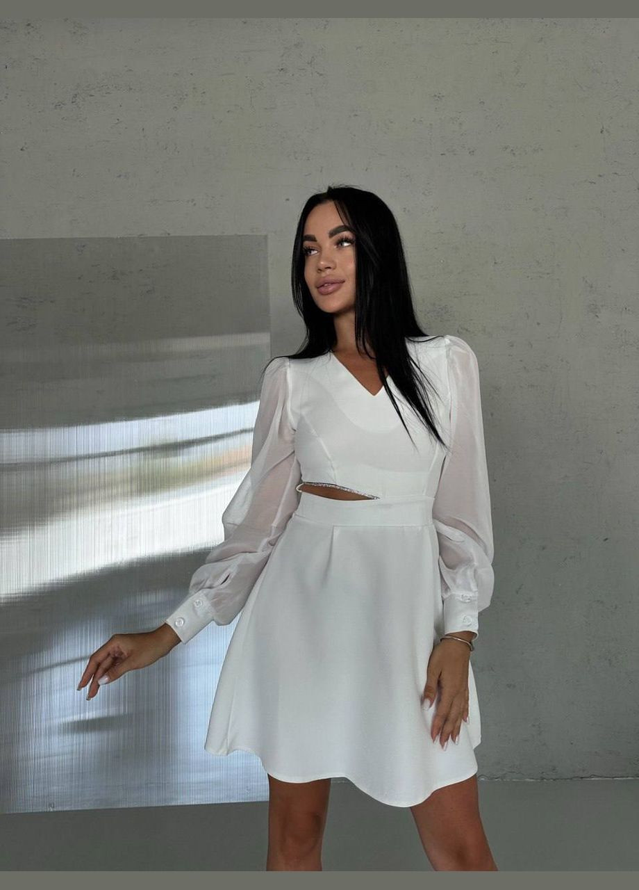 Белое вечернее женское платье с ассиметричным вырезом Avanti