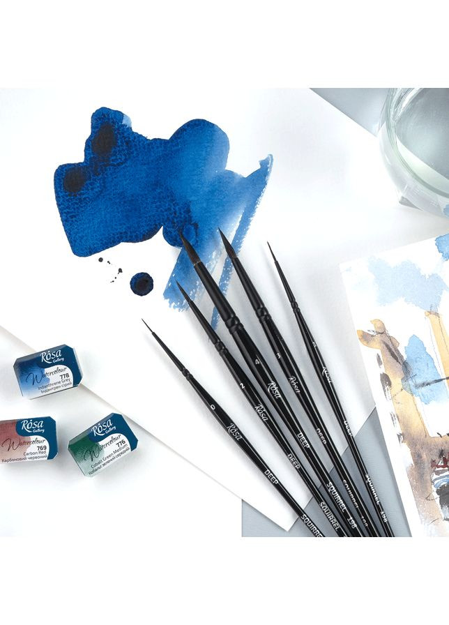 Пензель білка кругла DEEP 198 №0 коротка ручка ROSA Роса (362583415)