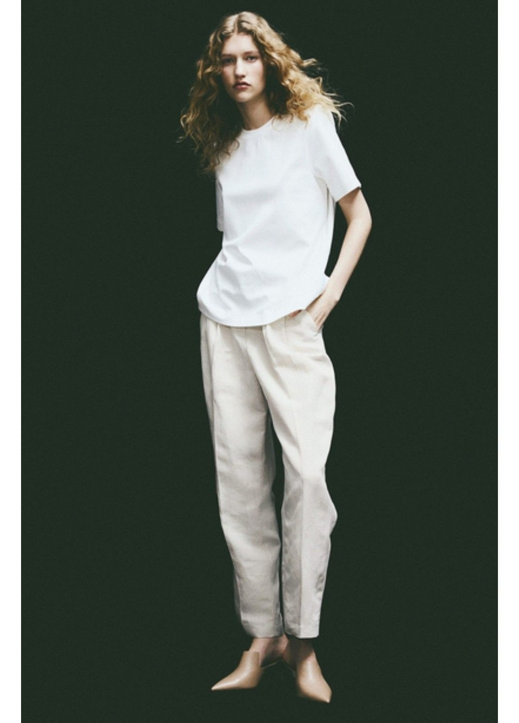 Жіночі звужені штани з лляної суміші Н&М (57026) XS Світло-бежеві H&M (292674281)