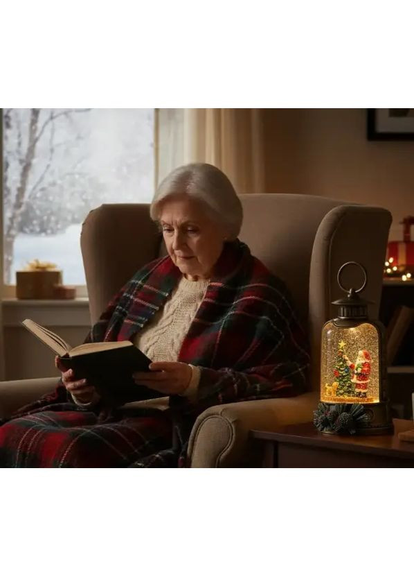 Новогодний ночник XMAS «Санта и Елочка» 20,5 см LED-подсветка и эффект «снежной метели» Po Fanu (365876993)