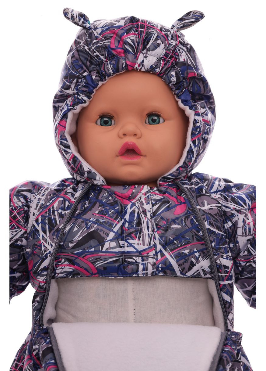 Человечек на флисе для девочки в Абстракцию серый 74 см (50705) BABYKROHA (297199449)