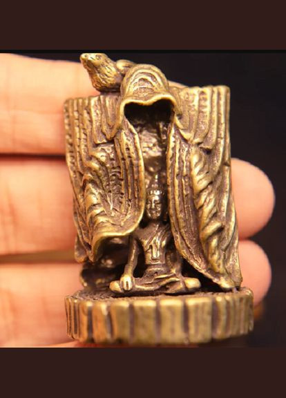 Настільна антична мідна статуя Будди Шакьямуні з птахом, тримач для пахощів феншуй No Brand (293510786)