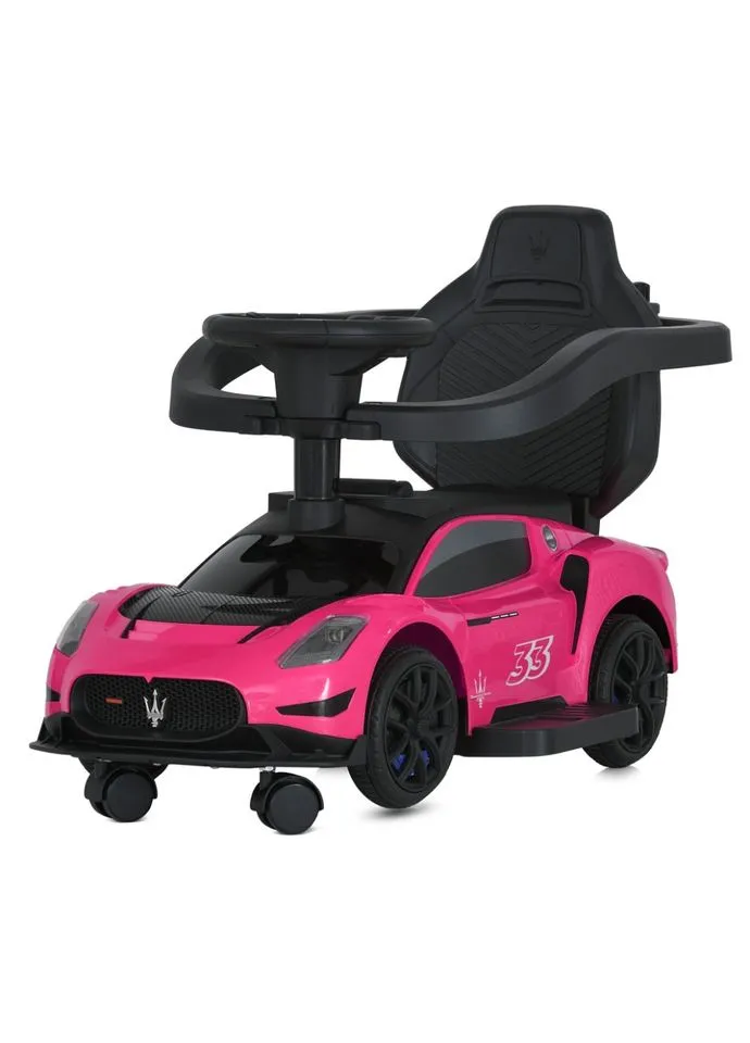 Детская каталка-толокар 2 в 1 M 5106-8 розовый, с родительской ручкой Bambi (402901269)