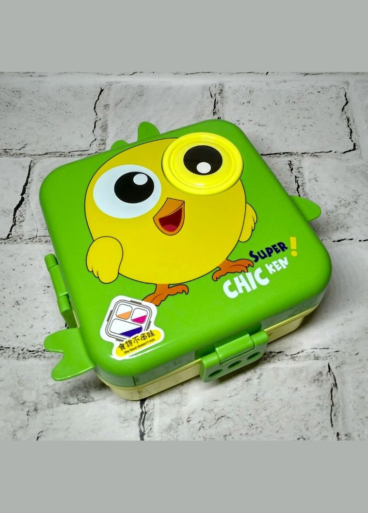 Ланчбокс детский с разделителями гермитичный 1590 мл контейнер для еды Цыпа Салатовый No Brand (325428448)