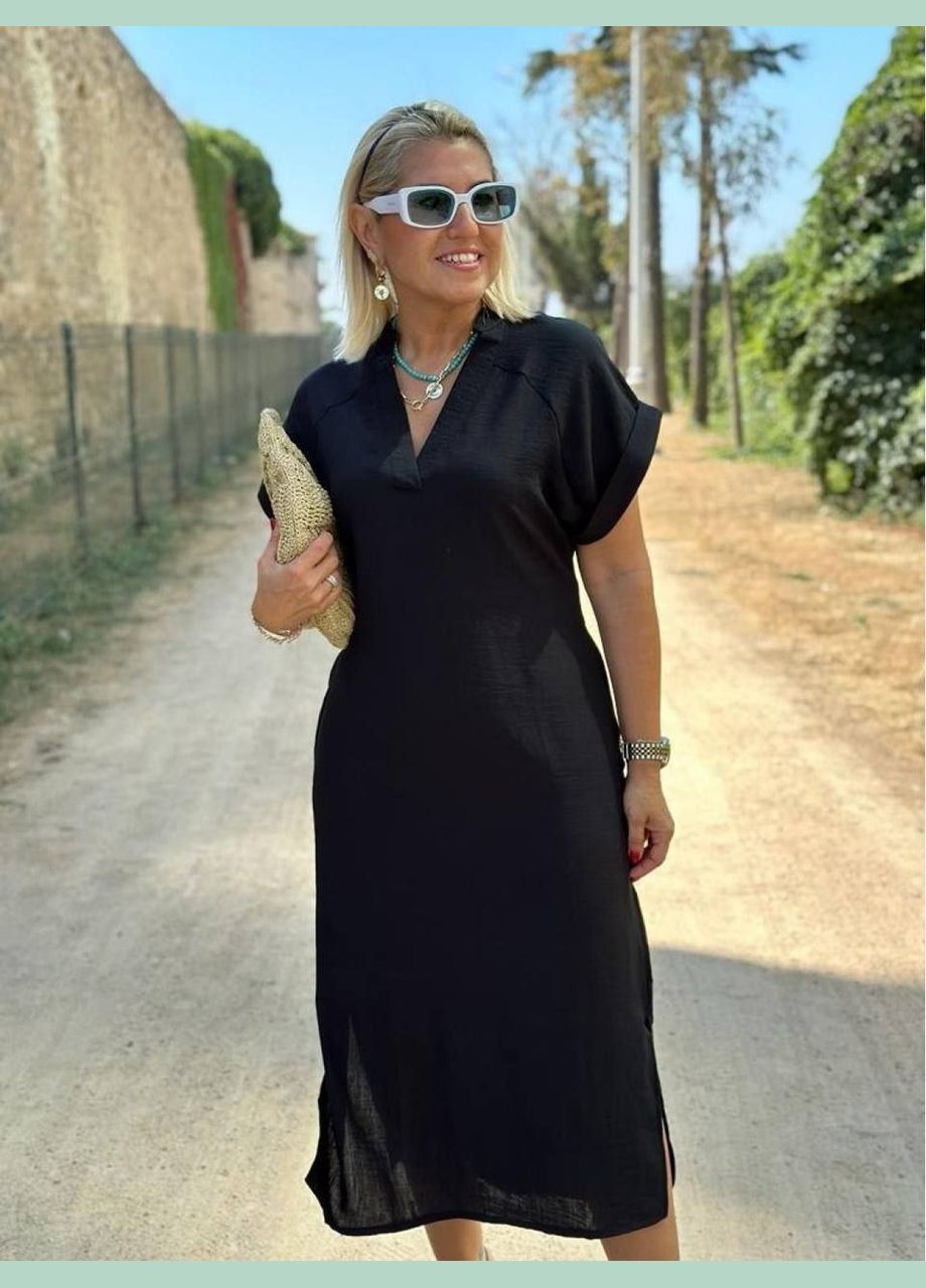 Черное повседневный платье женское Україна однотонное