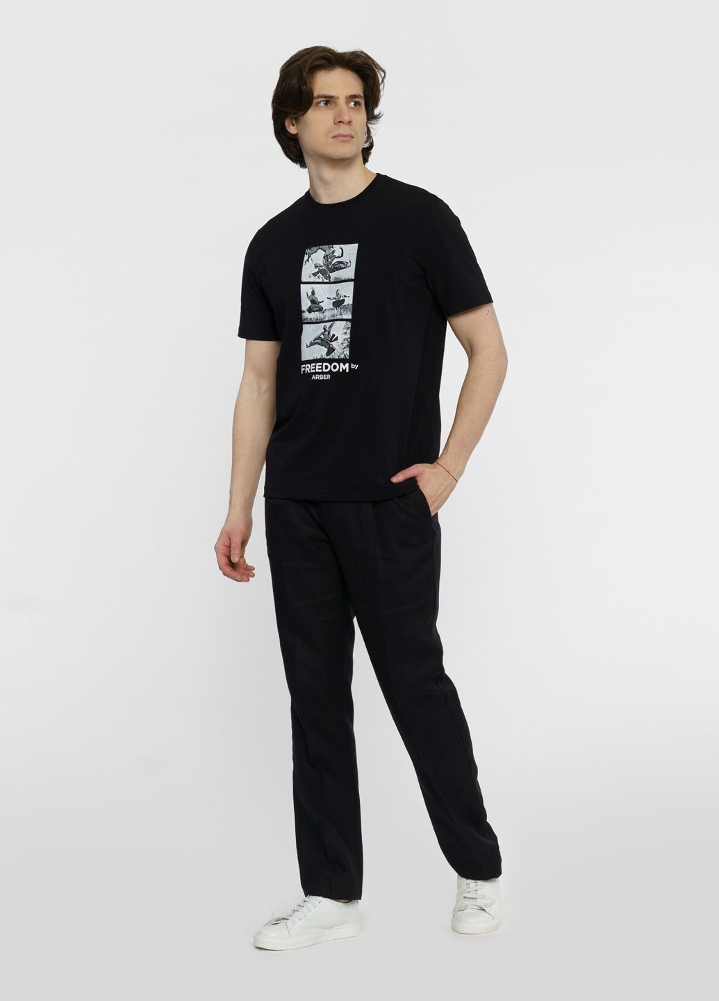 Чорна футболка чоловіча freedom чорна з коротким рукавом Arber T-SHIRT FF19
