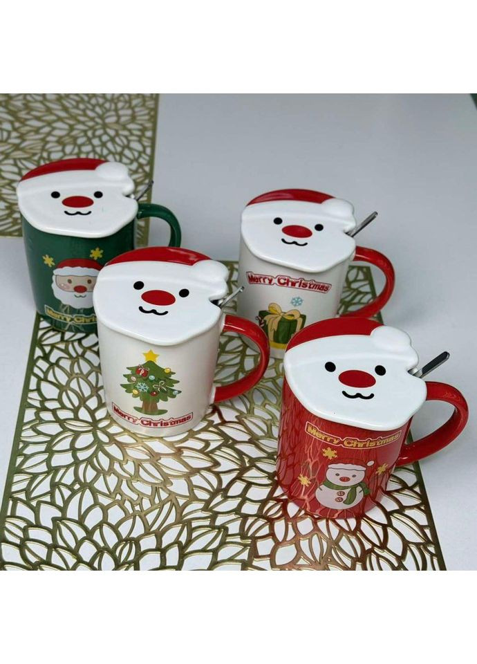 Кружка(кришка+ложечка)380мл "Зимова енергетика" кришечка у вигляді санти OSM (365549113)