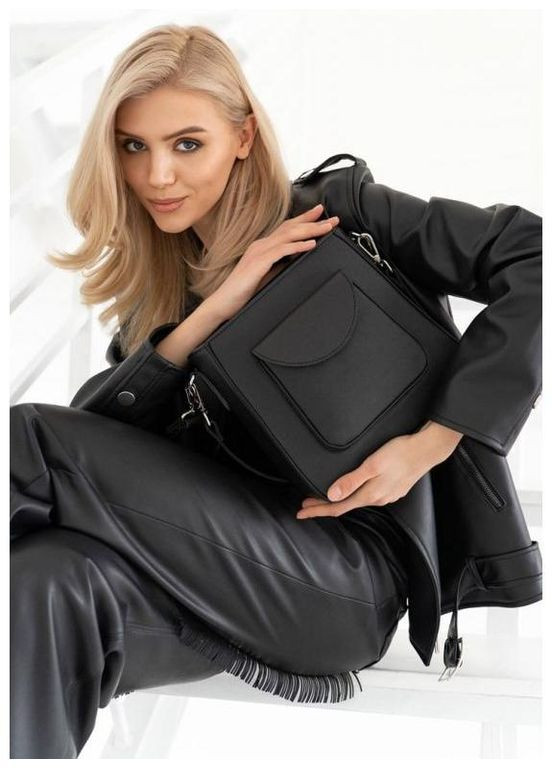 Сумка шоппер жіноча шкіряна через плече для Stella Чорний 40675 The Wings (361970294)