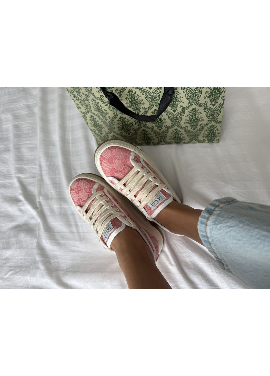 Кроссовки женские Gucci GG Canvas | Гуччи Канвас розовые No Brand розовые демисезоны (366343494)