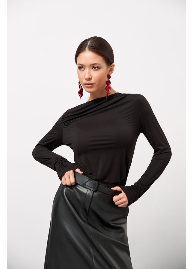 Лонгслів з драпіруванням 3027 Чорний Triko Bakh (368651028)