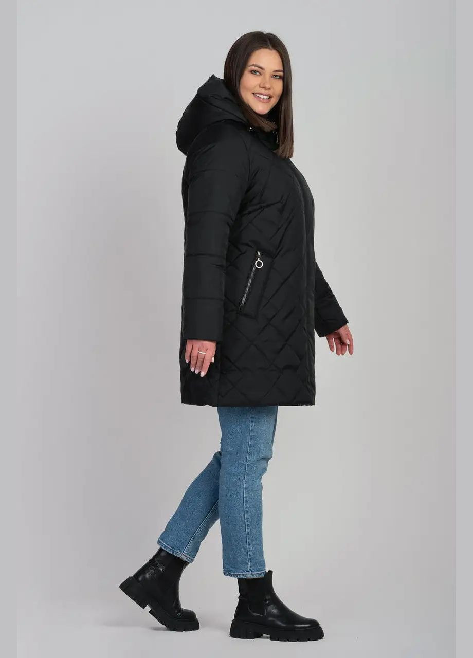 Чорна демісезонна жіноча весняна куртка великого розміру SK