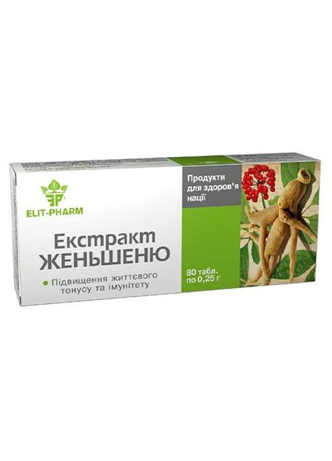 Elit-Pharm Экстракт Женьшеня 80 таб Еліт-фарм (339679544)