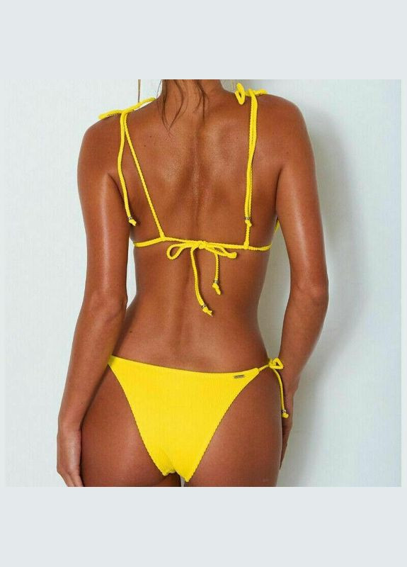 Жовтий літній жіночий купальник бікіні роздільний в рубчик m(s/m) l(m/l)(42 44 46 48) жовтий No Brand