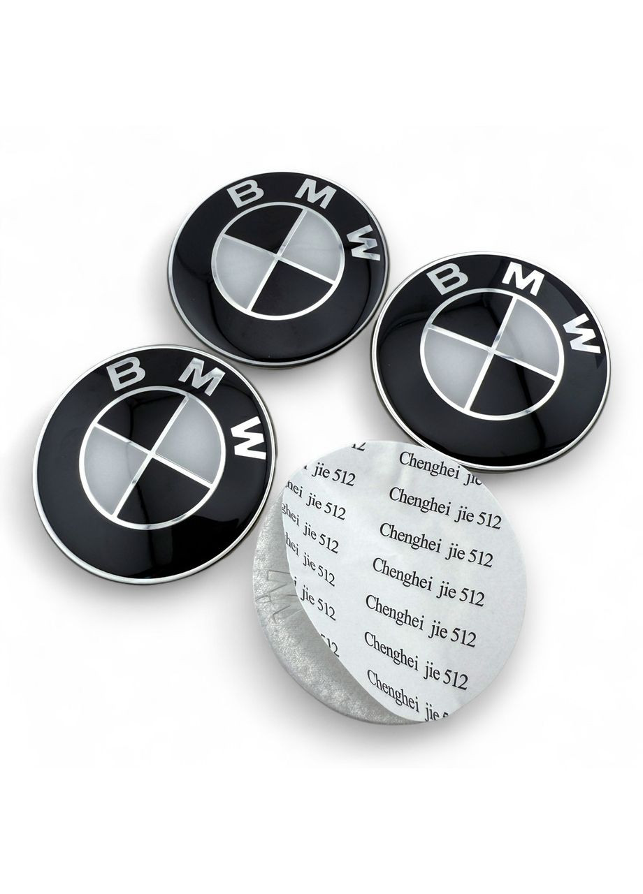 Наклейка з логотипом БМВ 65 мм алюмінієва Чорно логотип 1 шт. BMW (354698469)
