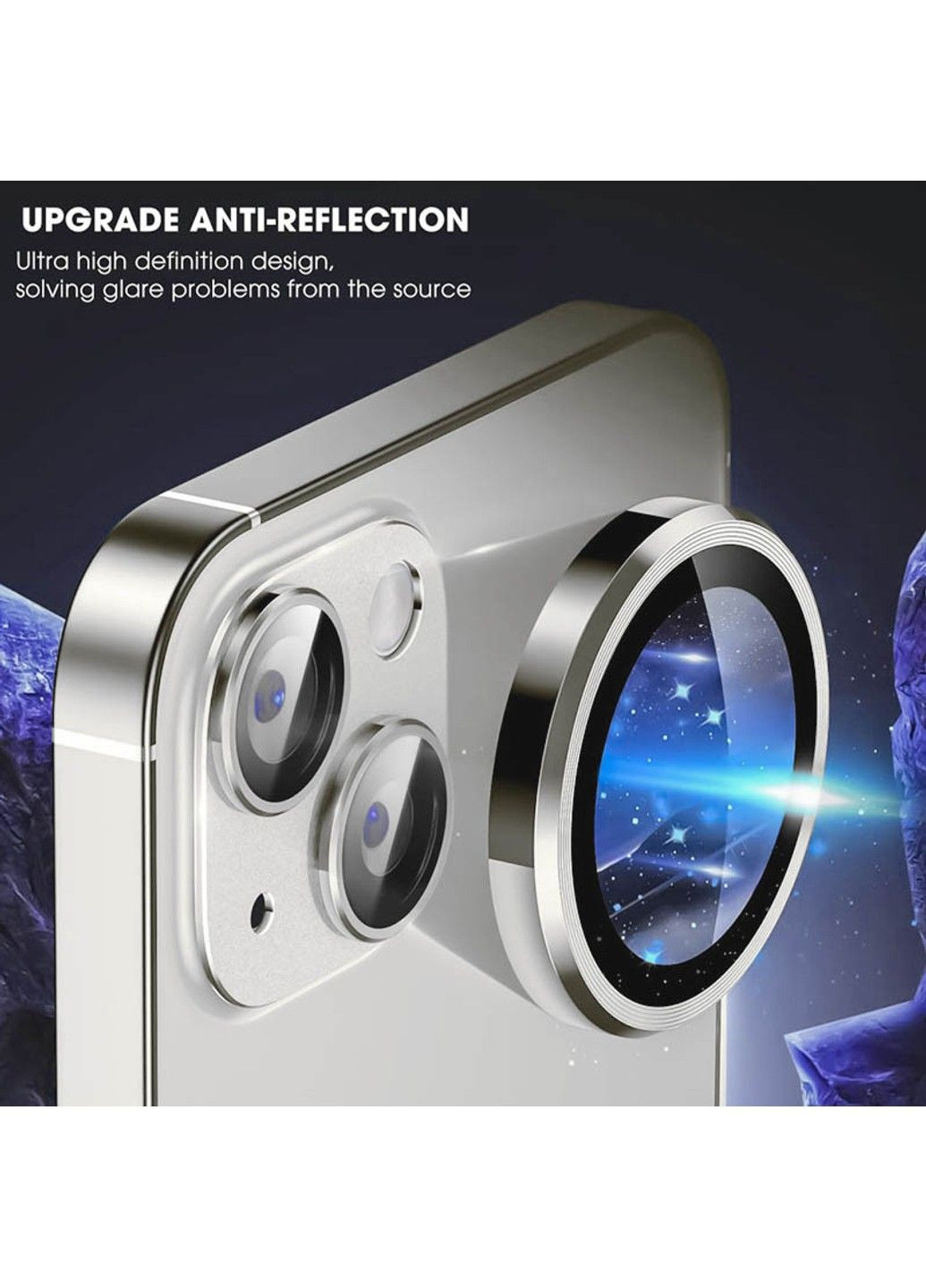 Защитное стекло Metal Classic на камеру (в упак.) для Apple iPhone 15 (6.1") / 15 Plus (6.7") Epik (292004659)