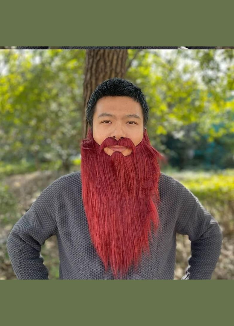 Борода ЯСКРАВО-КОРИЧНЕВА 40 см + вуса накладна Хутро: довгий ворс No Brand (370135513)