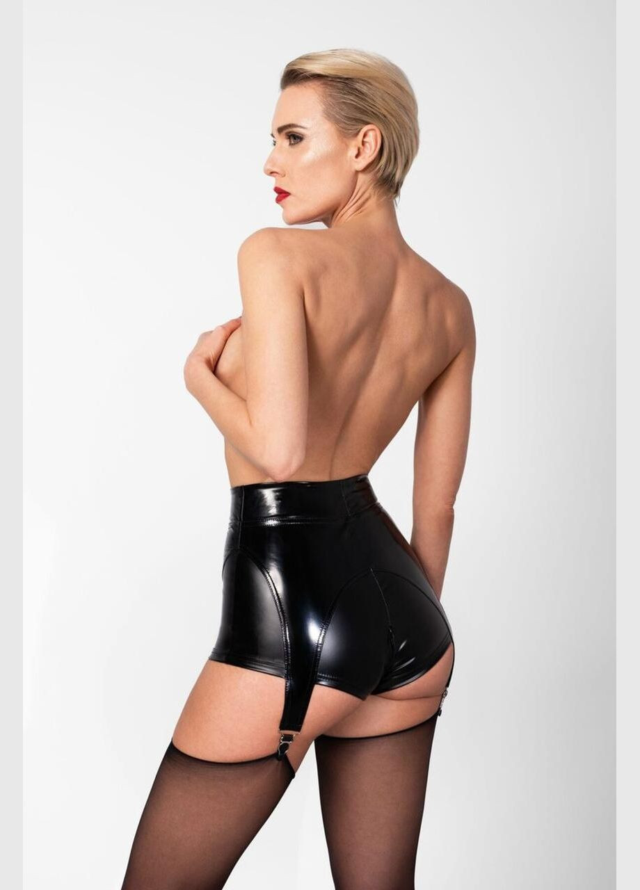 Черный демисезонный шортики noir handmade f325 glam suspender wetlook and vinyl shorts - m No Brand