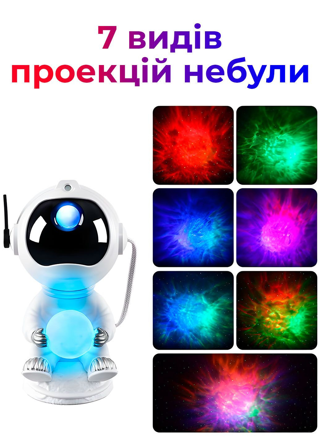 Зоряний проектор "Астронавт" з місячним світлом — нічник для спальні з таймером і пультом Сидячий No Brand (348059032)
