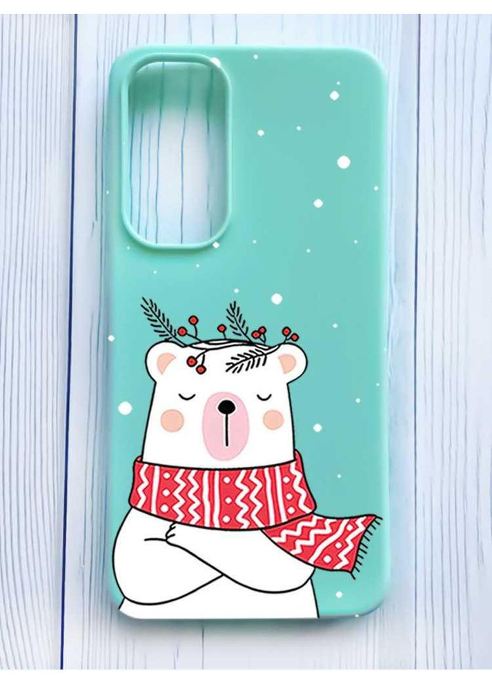 Mатовий бірюзовий чохол на Samsung Galaxy A35 (A356) Ведмідь у шарфі (принт 147) Creative (362964383)