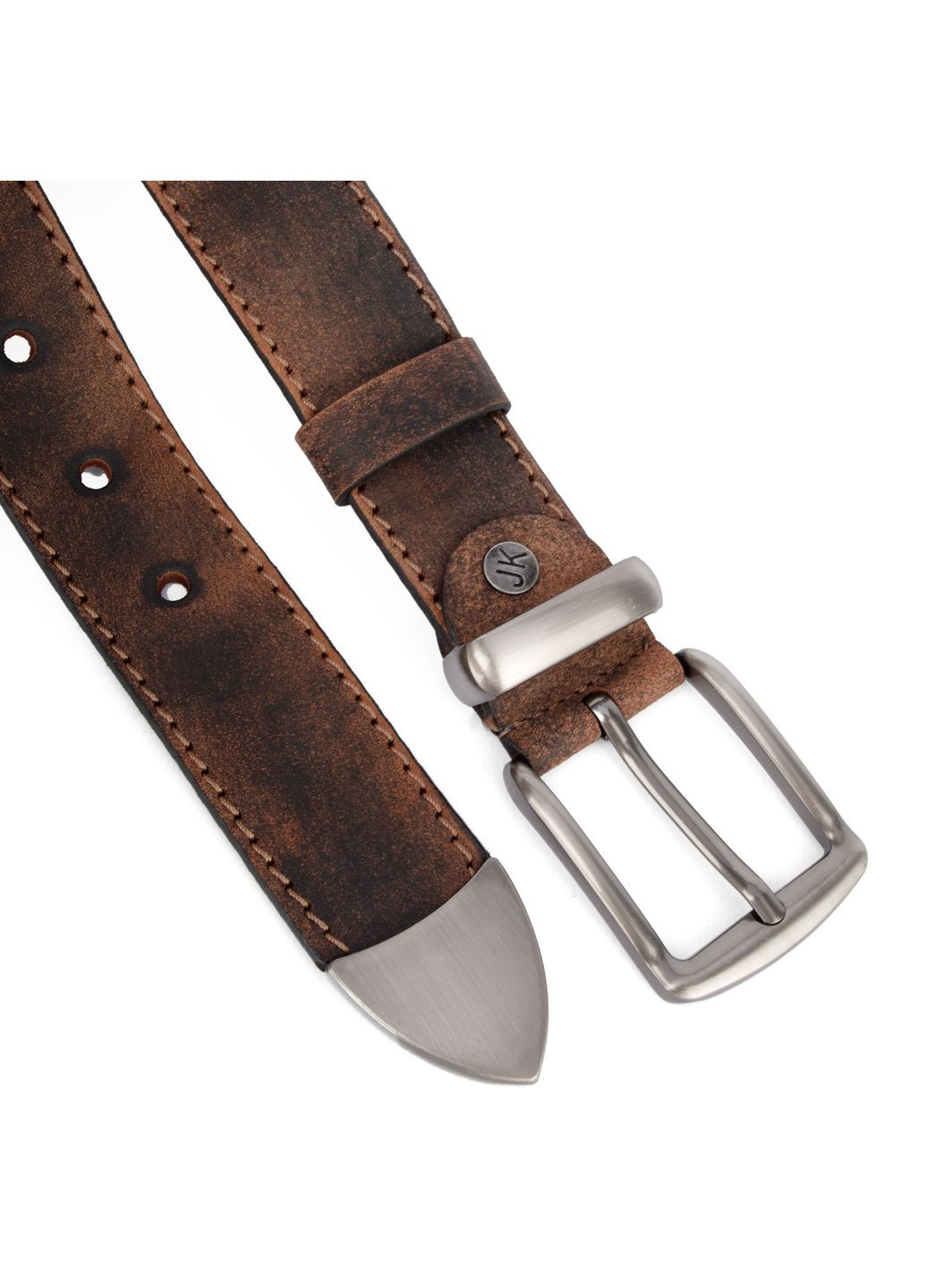 Ремінь чоловічий шкіряний -4006 коричневий потертий під джинси (125 см) JK (335007534)