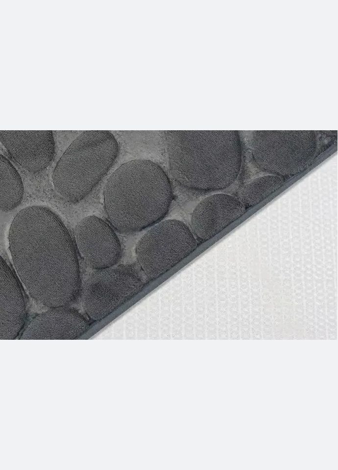 Набір 2-х килимків для ванної та туалету 50х80 см + 50х40 см Антиковзаючих «Stones» Темно-Сірий (610509) No Brand (365280667)