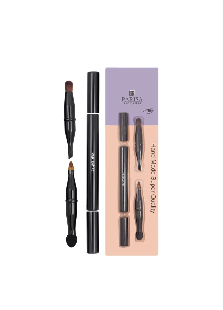 Кисть для макіяжу універсальна двустороння 4 в 1 Р-51 Parisa Cosmetics (367989498)