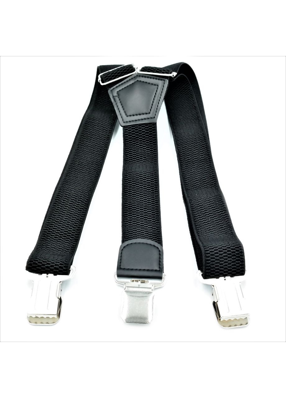 Підтяжки чорні Y-подібні для чоловіків з металевими затискачами регульовані стретч 4 см ProDobro (364672202)