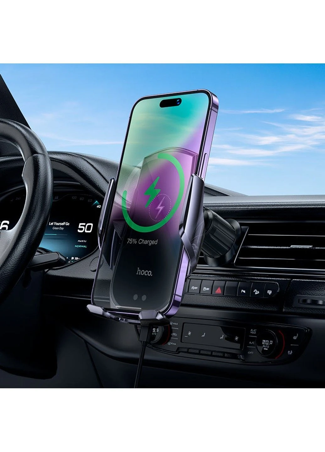 Автотримач для телефона з БЗП CA202 Plus Enlightener infrared induction wireless charging car holder(air outlet) Black Hoco (380482285)