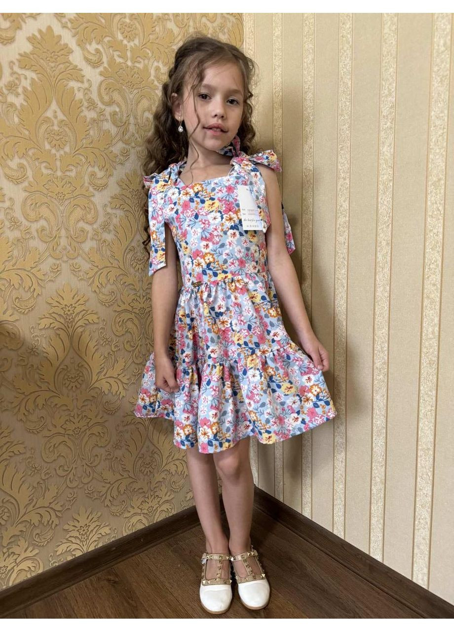 Голубое летний детский сарафан на завязках голубой Kodi (351902630)