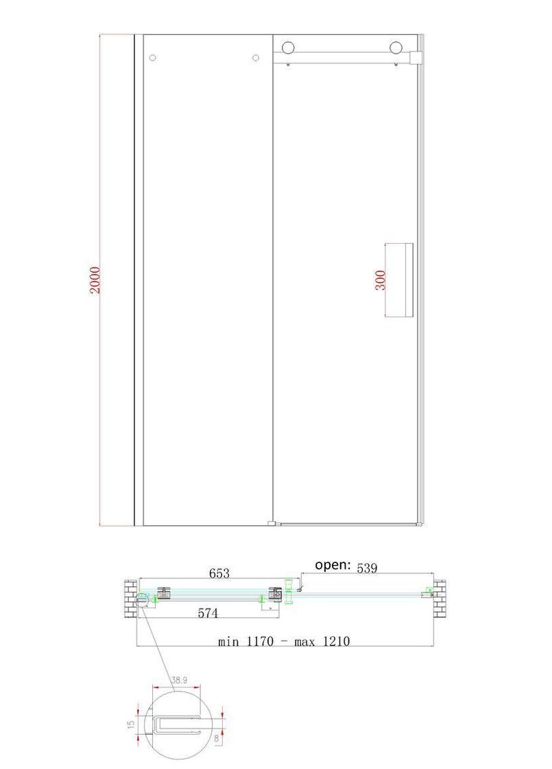 Двері в нішу SR SD01-120x200-TR-12 прозоре скло Easy Clean 8мм, матове золото (KR5377) KOER (325478075)