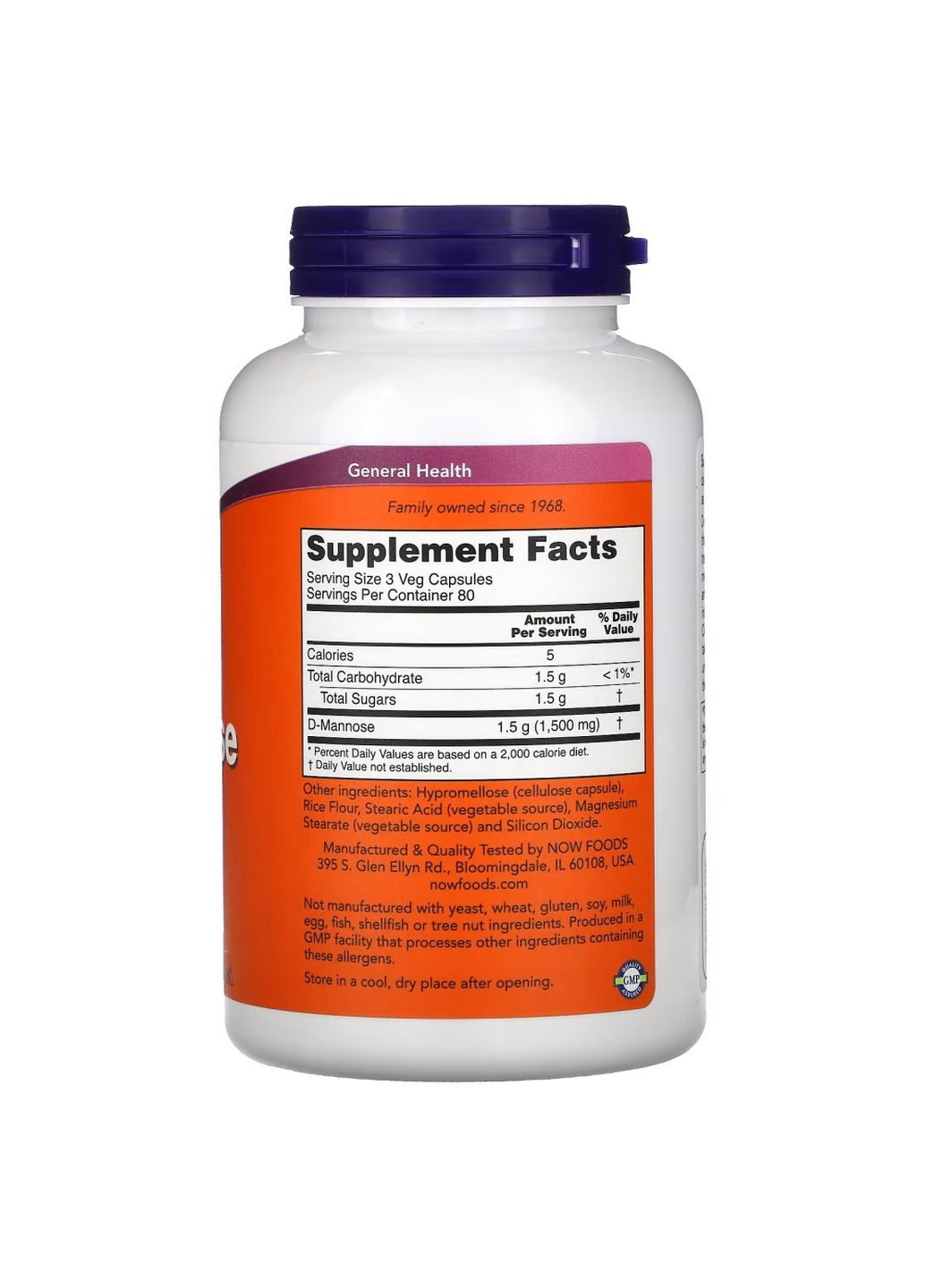 Натуральна добавка D-Mannose 500 mg, 240 вегакапсул Now (294930298)