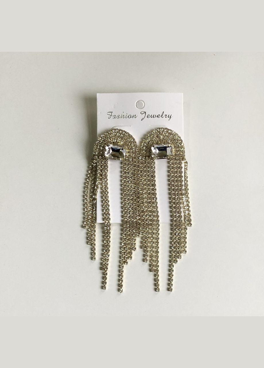 Длинные серьги гвозди с цепочками из страз (12-269) No Brand (314931037)