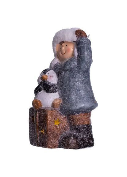 Новогодняя фигурка с подсветкой Мальчик с пингвином 9*10*19 см CR-5-18 No Brand (370641196)