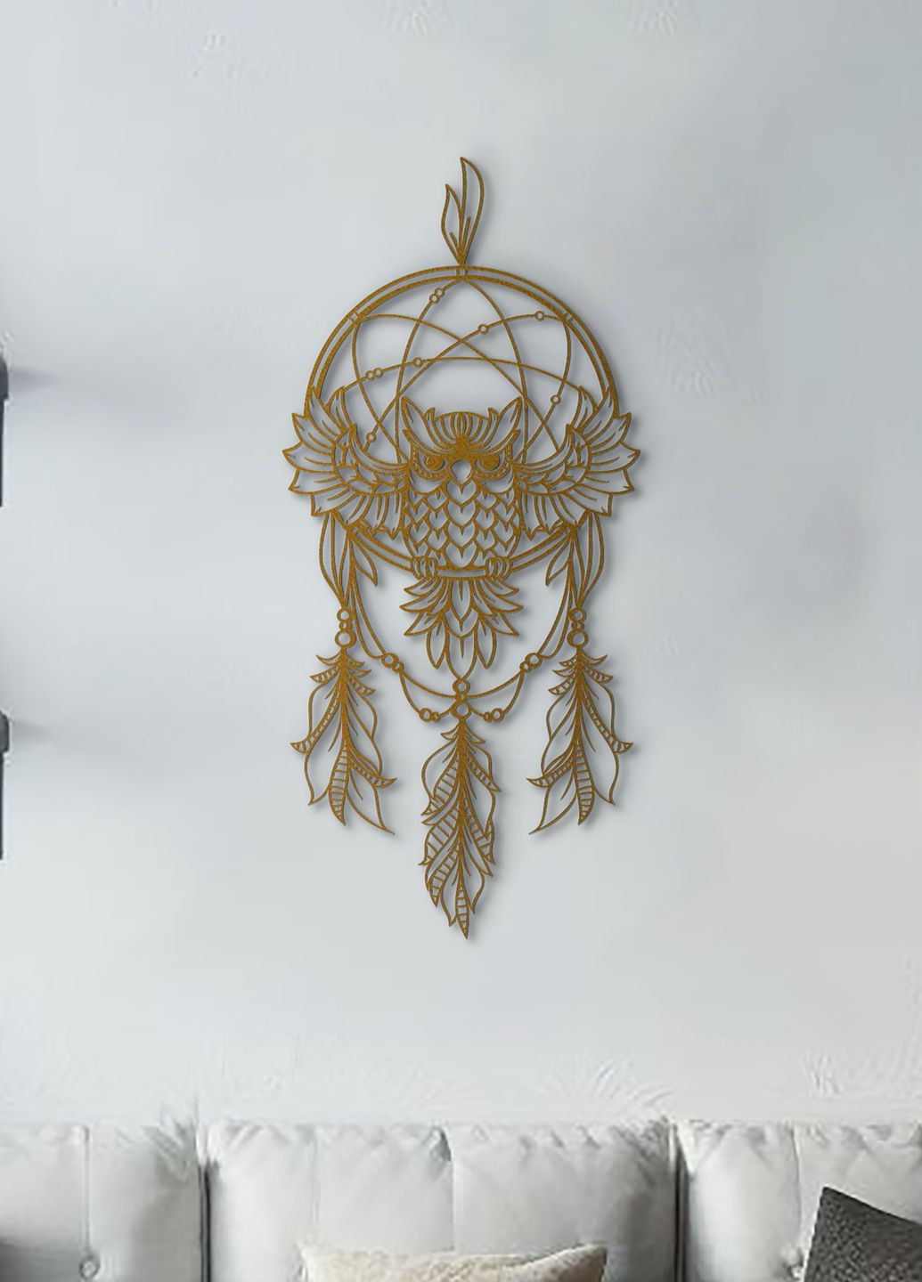 Современная картина на стену, декор в комнату "Мудрая сова", стиль лофт 95х43 см Woodyard (292112795)