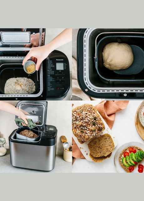 Хлебопечка 550Вт, программ-30, макс.вес -1.25кг, форма-прямоугольник, металл, Panasonic (344558242)