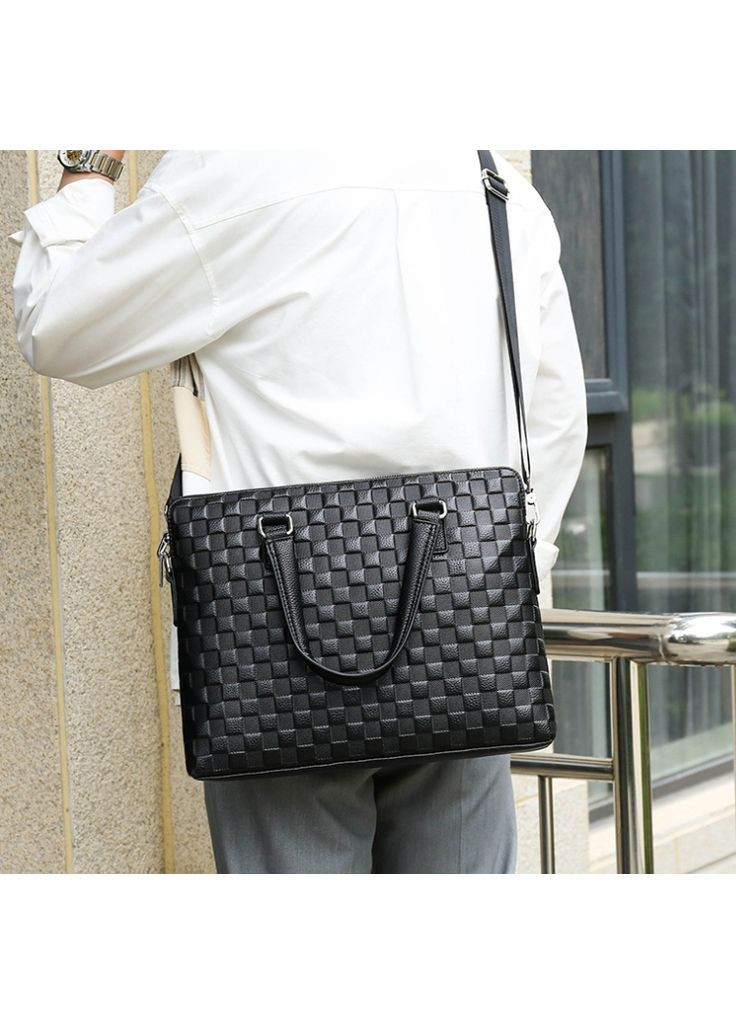 Шкіряний портфель для документів унісекс із натуральної шкіри чорний з плечовим ременем ProDobro (363135933)